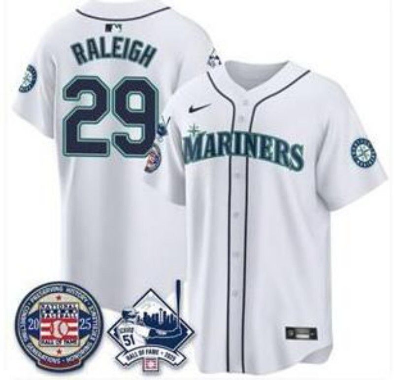 Men Seattle Mariners #29 Raleigh White Game Nike MLB 2025 Jersey 001->seattle mariners->MLB Jersey